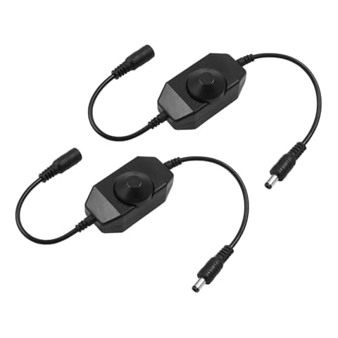 Coufce 2 Pcs 12v-24v Rotary Dimmer Switch, Outdoor Light Dimmer LED Aquarium Light Dimmer, Black Inline Switch for LED String Lights Table Lamp Wall Lamp Cover