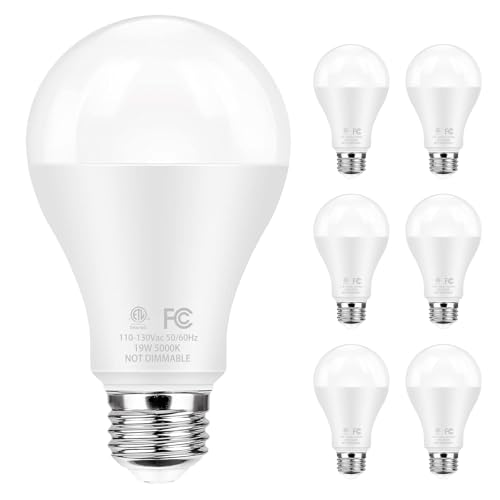 QQLXST Super Bright LED Light Bulbs, 150 Watt Equivalent, 5000K Daylight White, 2600 High Lumen, E26 Base, Non-Dimmable, A21 19W Energy Efficient Bright White LED Bulbs for Home Office Porch, 6-Pack