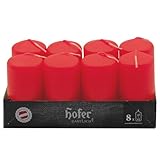 Hofer Velas pequeñas pilar - Juego de 8 velas rojas sin perfume...