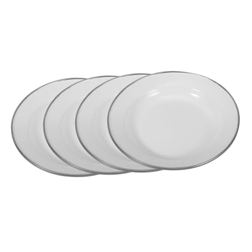 Assiettes à dessert émail blanc lot de 4 plateaux rustiques