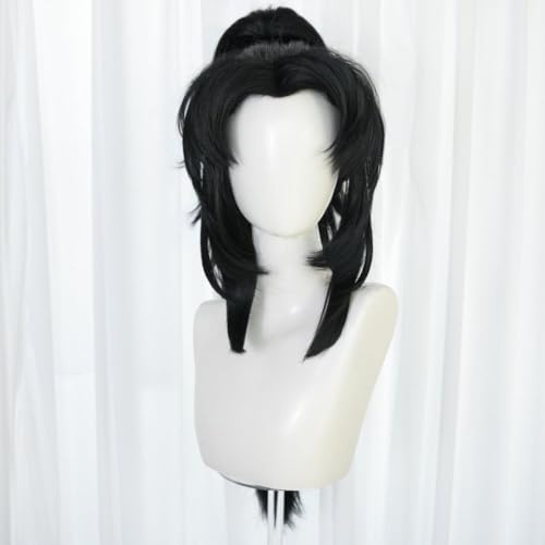 Perruques avec une frange soignée pour les femmes coupe ondulée frisée noire et rouge