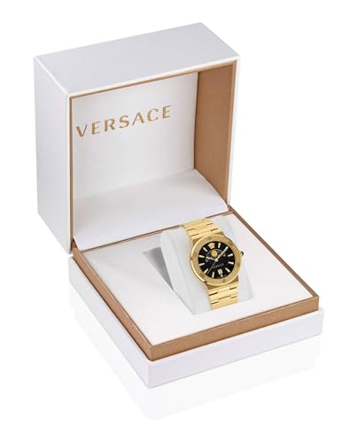 Versace Greca Logo Moonphase Collection Luxury Womens Watch Timepieces with a Gold Bracelet and Case Featuring a Black Dial4
