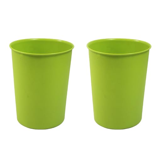 JVL Quality Vibrance Green Lightweight Plastic Waste Paper Basket Bin, Set of 2