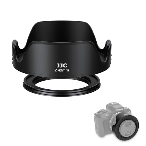 JJC 49mm Tulip Flower Lens Hood Accessories for Canon EOS R100 R50 R10 with RF-S 18-45mm Lens for Canon EOS M50 II M6 II M200 with EF-M 15-45mm Lens Reversible Design & Support 49mm Filter/Lens Cap
