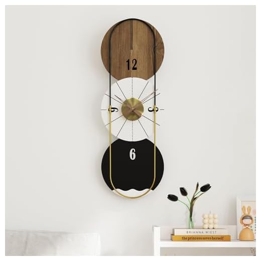 31x11 inches Modern Wall Clock Battery Operated, Wooden Decorative Analog Clock with Silent Quartz Movement for Living Room, Kitchen, Bedroom, Office