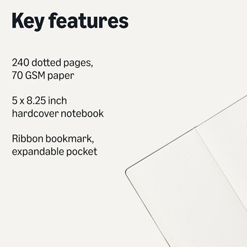 Image of Amazon Basics Classic Dotted Notebook, 240 Pages, Black, Hardcover, 5 x 8.25-Inch