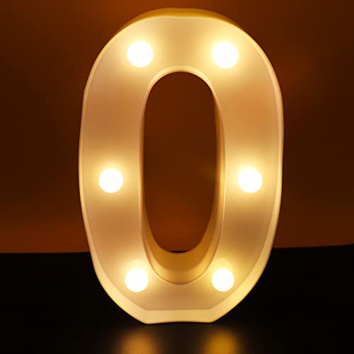 Decorative Led Light Up Number Letters, Larger White Marquee Number Lights Night Light for Wedding Birthday Party Christmas Decor Battery Operated Number 0