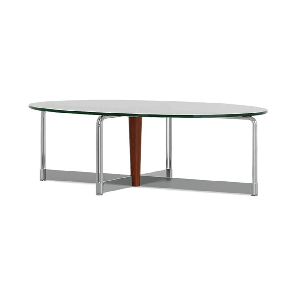 ZTHYSHOZ Side Table Oval Glass Coffee Table with Frame Wooden Accent Modern Living Room Center Home Decor