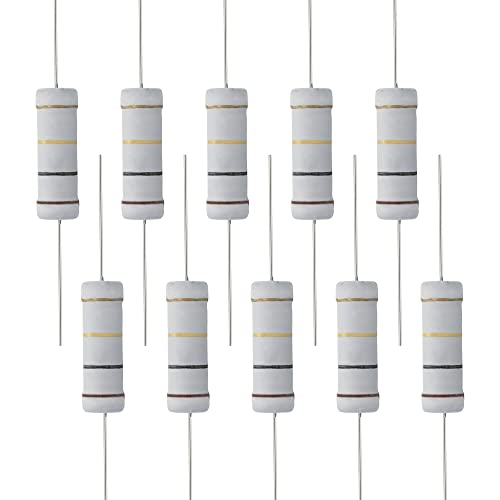 FOCMKEAS 10 PCS 100K Ohm Resistor Axial Lead, 5W Metal Oxide Film Resistor