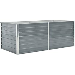 Maceteros Grandes Para Patios vidaXL Jardinera Elevada Macetero Grande Alto Caja para Plantar Plantas Macetas Patio de Acero Galvanizado Gris 160x80x45 cm