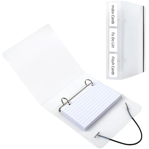 Index Cards Binder with 80 Pcs Index Cards, 3" x 5", Index Cards Holder and Organizer, Note Cards with Clear Case Cover