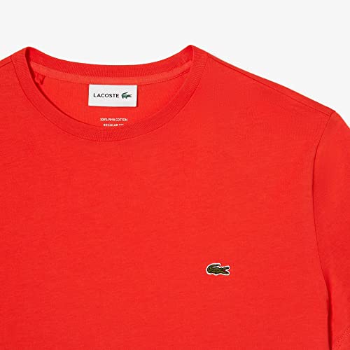 Lacoste Mens Crew Neck Pima Cotton Jersey T-shirt,Color:Red