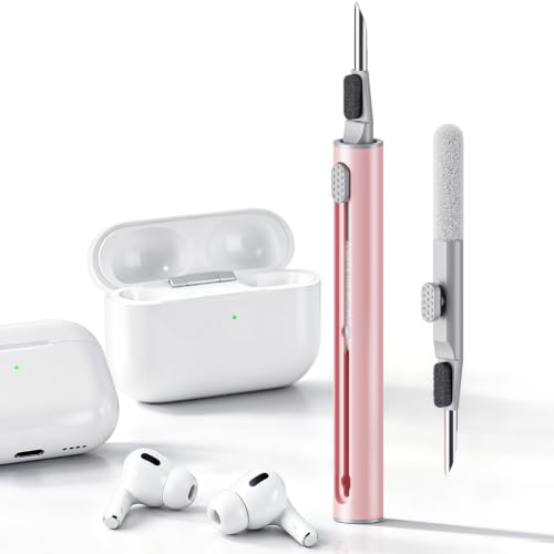 Image of Hyashee Cleaner Kit for Airpods Pro 1 2 3 Multi-Function Cleaning Pen with Soft Brush Flocking Sponge for Bluetooth Earphones Case Cleaning Tools (Pink)