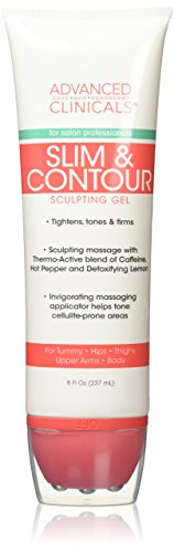 Advanced Clinicals Slim & Contour Sculpting Gel. Massaging Gel with Applicator for Tummy, Hips, Thighs, Upper Arms, Body. With Capsaicin, Coffee Bean Oil, and Seaweed.