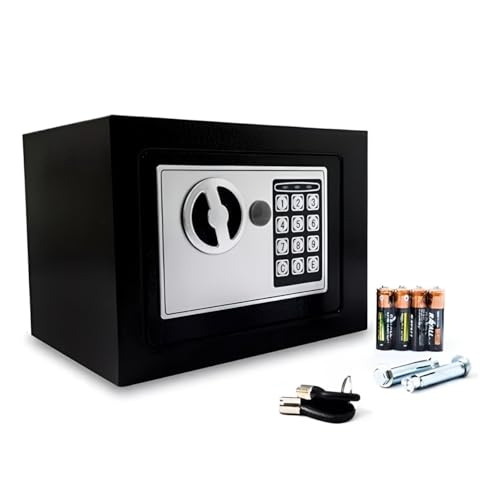 Cofre Eletrônico Teclado Digital + 2 Chaves Segurança Máxima (Preto)