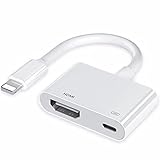 Pantalla HD completa de 1080P: la resolución de este cable adaptador HDMI para iPhone es de hasta 1080P, soporta videollamadas desde FaceTime, Skype, WhatsApp, y también soporta transmisión de videos, imágenes, juegos, presentaciones de diapositivas en Facebook, YouTube, Twitter, Instagram, Reddit, Pinterest, Snapchat, IDMB, Microsoft Office, etc. a pantallas más grandes y claras.