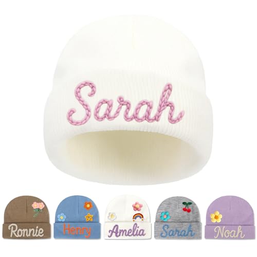 Custom Baby Beanie Hats for Girls Boys Personalized Gift Toddlers Beanies Infants Adults Embroidery Winter Knit Hat