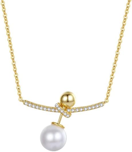 Nonnyl Sterling Silver Freshwater Cultured Pearl Necklaces for Women Jewelry - Sterling Silver White Pearls Pendant - Christmas Gifts for Wife Mom Girlfriend, Anniversary Birthday Fine Jewelry Gifts for Her