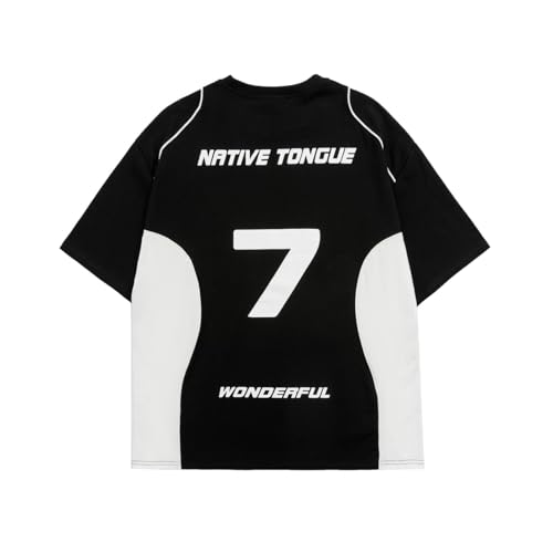 Men's Y2K Shirt Racing Graphic Tee Black Streetwear Baggy Vintage Contrast Color Graphic T-Shirts2
