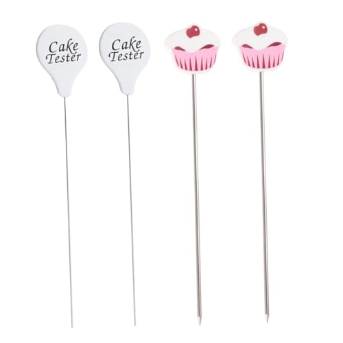 ABOOFAN 4pcs Cake Baking Test Needles Stainless Steel Biscuit Stirring Pins Cooking Tool for Cake Bread Muffin Cupcake Readiness