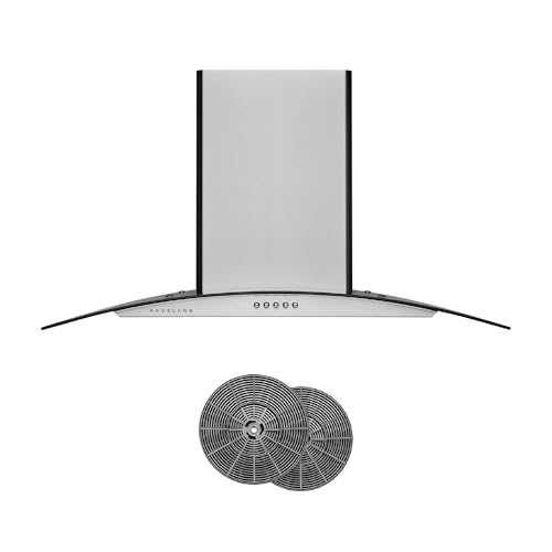 Hauslane Wall Mount Range Hood 30 Inch | European Canopy Design with Tempered Glass & Stainless Steel | 3-Speed, Dishwasher-Safe Filters | Ducted or Ductless with Charcoal Filters,WM-600