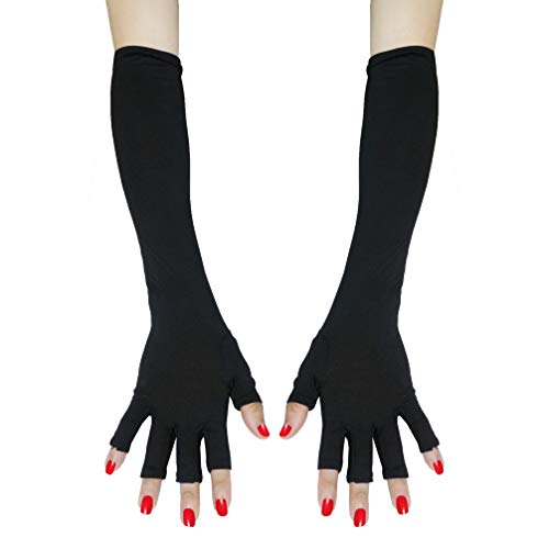 Luwint Elegant Long Fingerless Gloves - UV Protection Nails Gloves for Gel Manicures (Black)3