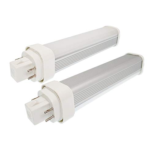 2pcs Horizontal 11W LED GX24Q 4-pin Base Light Bulb Replace PL-C 26W CFL GX24 G24Q LED PL Retrofit Lamp Frosted Side Light 180D Beam Angle (Remove Bypass The Ballast) (Daylight, Horizontal 11W)
