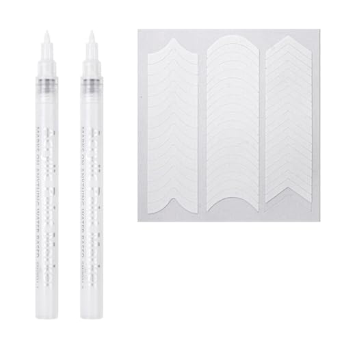 French Manicure Kit - Nail Art Set Include 2Pcs White French Tip Manicure Pen and 48Count 3 styles French Manicure Nail Stickers Strips - French Tip Tool for Women DIY at Home Nail Design