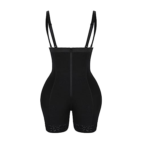 Seamless Sculpting Thong Body Shaper Tank Top Tummy Control Shapewear Bodysuit Side Back Compression (Color : Black, Size : Small)