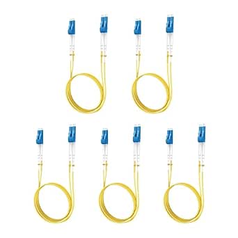 Yonwide Single Mode Fiber LC to LC 1m (3.28 ft) 5 Pack, OS2 Duplex Fiber Optic Patch Cable, LSZH Yellow
