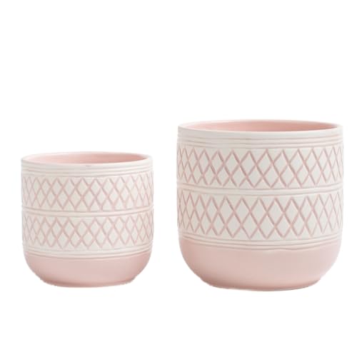 HERDUK Decorative Ceramic Flower Pots Set of 2 – 6