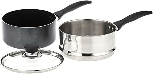 T-Fal B1399663 Specialty Stainless Steel Double Boiler With Phenolic Handle Cookware, 3-Quart, Silver #TOP2