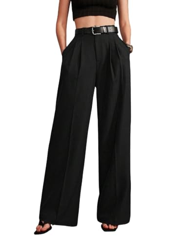 Image of KOTTY Women's Solid|Button|Wide Leg Style|High Rise|Office wear Pant