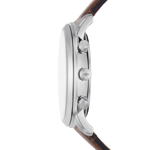Fossil Men's Neutra Arabic Chronograph Stainless Steel Watch, Color: Silver/Brown Arabic (Model: FS6022)