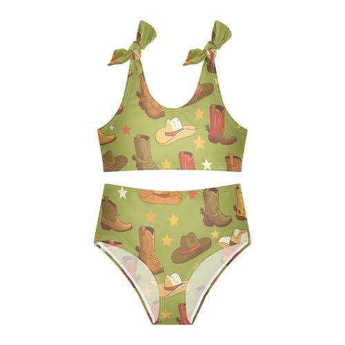 Western Boots Design Boho Scotland Girls 2 Piecing Kids Bikini Set Beach Bathing Suit Swimwear Adjustable Strap3
