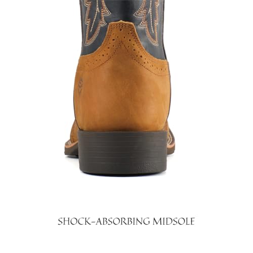 Image of SUREWAY Western Boots For Men - Mens Square Toe Cowboy Boot, Oil /Slip Resistant, Durable Fashionable Classic Pull on 10 Inch Mid-Calf Wellington Boots