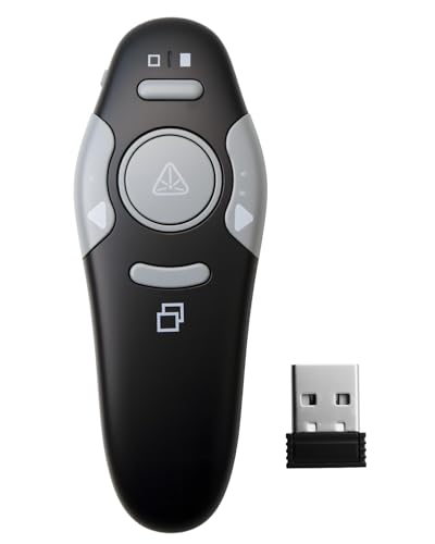 Presentation Clicker Pointer Wireless 328FT Presenter Remote USB PPT Clicker 2.4GHz Laser Pointer Teacher Accessories for PowerPoint Slide Advancer for Keynote/PPT/Mac/PC/Classrooms - Black