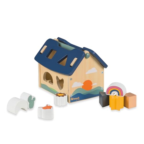 Image of hauck Sort N Build - Baby Shape Sorter House with 8 Blocks 1+ Years, Early Development & Activity Toy Trains Motor Skills & Hand Eye Coordination, Toddler Learning Toy