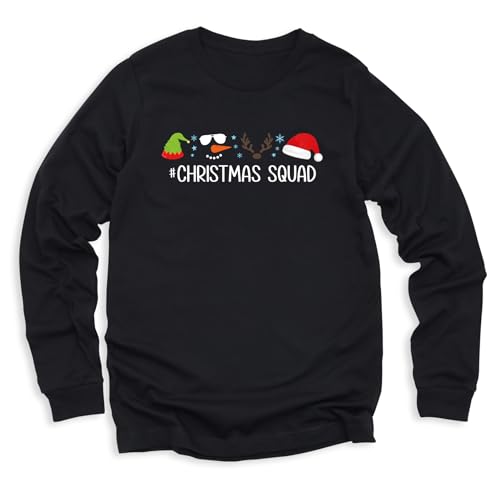 Christmas Squad T-Shirts, Customizable Christmas Shirts, Santa Squad Tshirts, Family Christmas Pjs Matching, Xmas Themed Graphic Tees, Pack of 1 (Long Sleeve T-Shirt)
