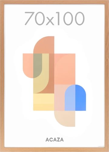 ACAZA Bilderrahmen 70x100 cm Warme Eiche XXL, MDF Holz mit bruchsicherem...