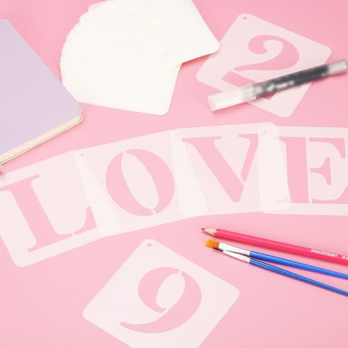 PATIKIL Estênceis de artesanato com números de 15 cm, 36 peças de estênceis de letras, kit de plásti