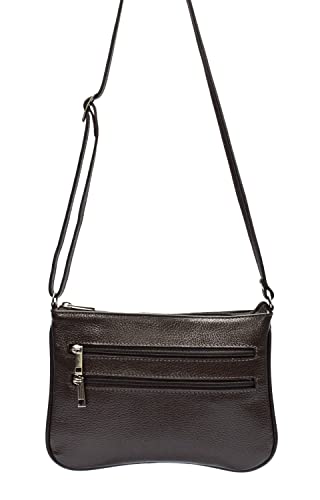Bolsa Pequena Couro Legítimo Transversal Feminina Madamix (Café)