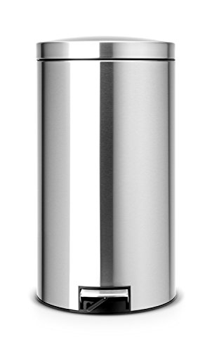 Brabantia Silent Pedal Twin Recycling Bin with Plastic Buckets and Motion Control Lid, 2 x 20 L - Matt Steel Fingerprint Proof