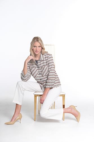 MULTIPLES Women's Triple Fringe Three Quarters Sleeves 2-Pocket Button and Snap Front Jacket2