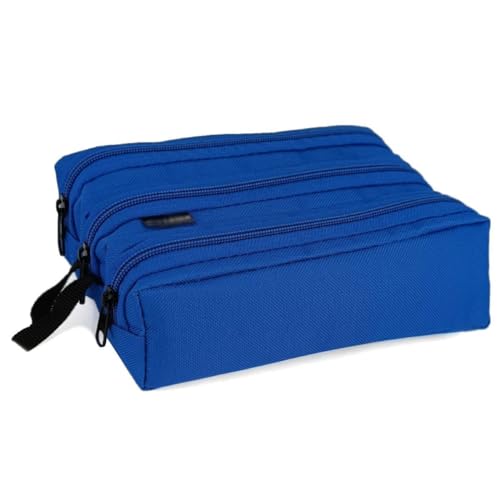 Estojo Escolar Infantil 3 Divisórias Colorido Organizador Bolsinha de Lápis Menina Menino (AZUL)