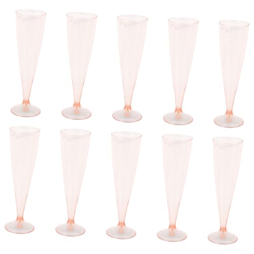 Unomor Elegant Disposable Flutes Flutes 10pcs Plastic Wine Glasses Rose Glitter Party