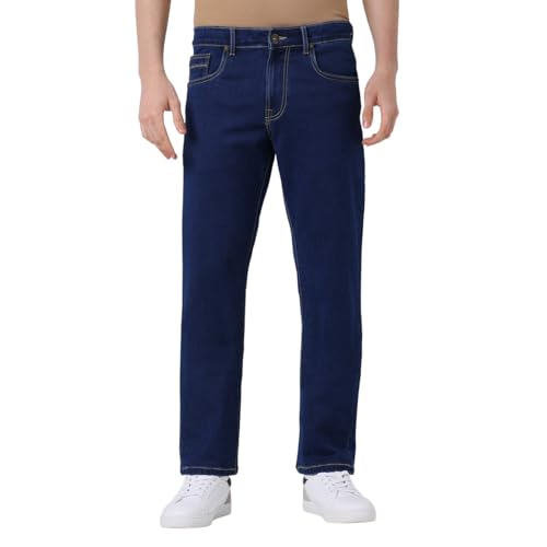 Image of Wert Men's Dark Blue (denimix) & Ice Colour Jeans, Regular Fit, Contrast Stitching,