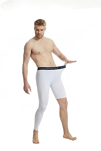 Men's Basketball Single Leg Tight Sports Pants 1/2 One Leg Compression Pants Athletic Base Layer Underwear