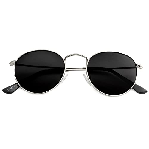 Image of Kursan Small Round Metal Polarized Sunglasses for Men Women Mirrored Lens Classic Circle Sun Glasses