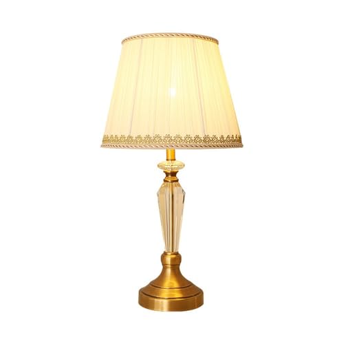 Genérico Lámpara de escritorio decorativa cristal europeo con pantalla tela, ideal for mesita noche, dormitorio, sala estar o for leer